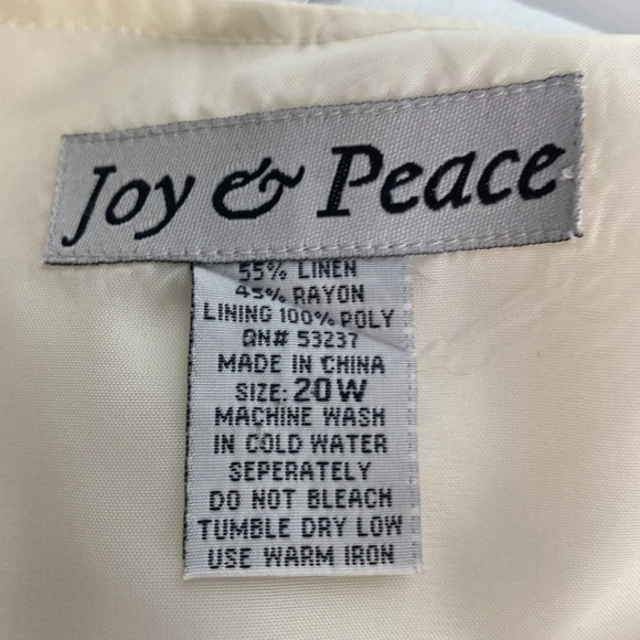 Joy & Peace Cream Pink Embroidered Floral Linen Blend Sleeveless Blouse Size 20W - Picture 7 of 7